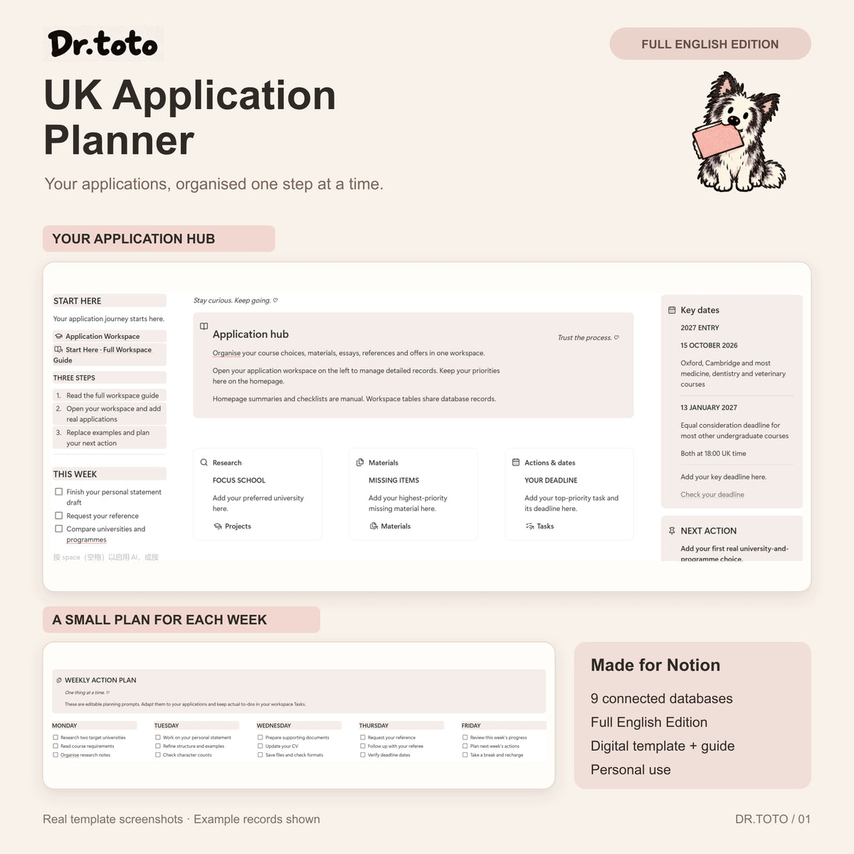 UK University Application Planner — Notion Template · Full English Edition