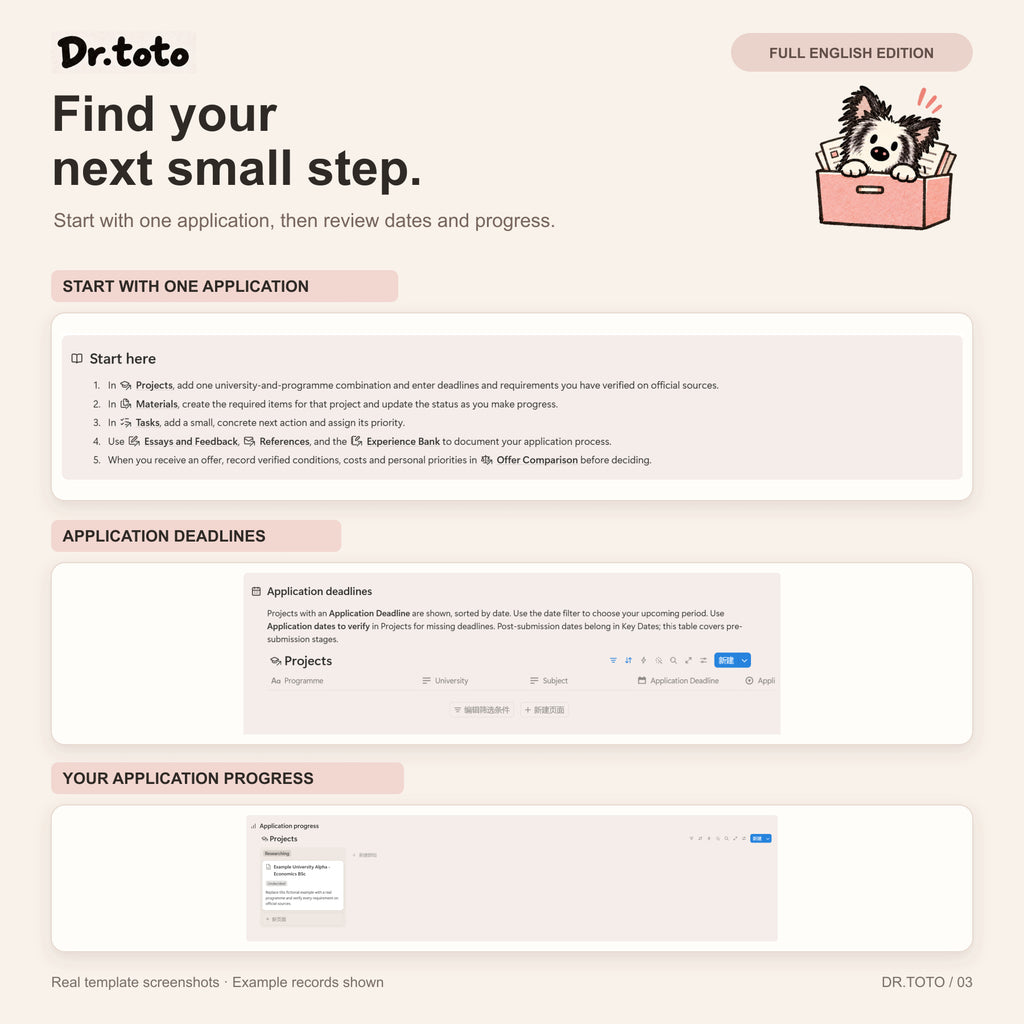 UK University Application Planner — Notion Template · Full English Edition